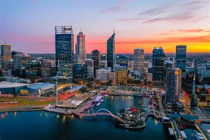 Perth skyline at dusk